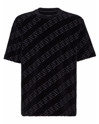 T-shirt girocollo stampata nera di Fendi