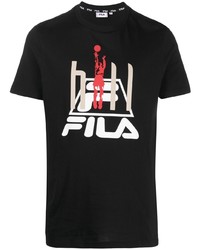 T-shirt girocollo stampata nera di Fila