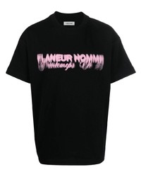 T-shirt girocollo stampata nera di Flaneur Homme