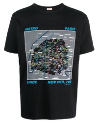 T-shirt girocollo stampata nera di FURSAC