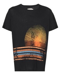 T-shirt girocollo stampata nera di Greg Lauren