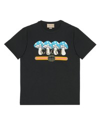 T-shirt girocollo stampata nera di Gucci