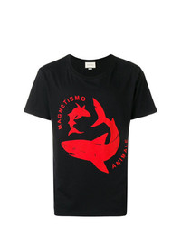 T-shirt girocollo stampata nera di Gucci