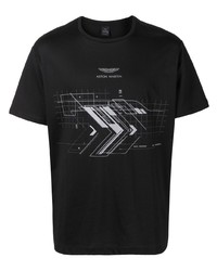 T-shirt girocollo stampata nera di Hackett