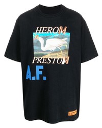 T-shirt girocollo stampata nera di Heron Preston