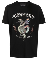 T-shirt girocollo stampata nera di John Richmond