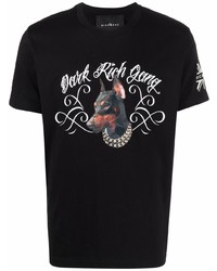 T-shirt girocollo stampata nera di John Richmond