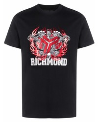 T-shirt girocollo stampata nera di John Richmond