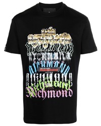 T-shirt girocollo stampata nera di John Richmond