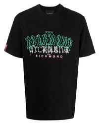 T-shirt girocollo stampata nera di John Richmond