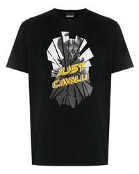 T-shirt girocollo stampata nera di Just Cavalli