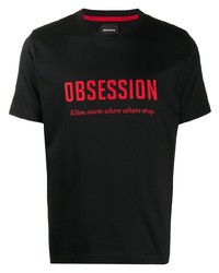 T-shirt girocollo stampata nera di Kiton
