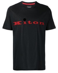 T-shirt girocollo stampata nera di Kiton