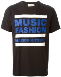 T-shirt girocollo stampata nera di Kitsune