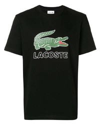 T-shirt girocollo stampata nera di Lacoste