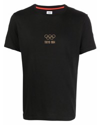 T-shirt girocollo stampata nera di Lacoste