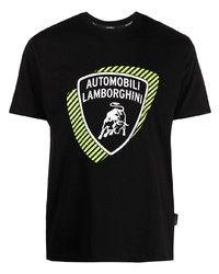 T-shirt girocollo stampata nera di Lamborghini