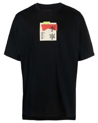 T-shirt girocollo stampata nera di Li-Ning