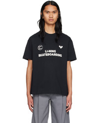 T-shirt girocollo stampata nera di Li-Ning