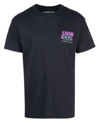 T-shirt girocollo stampata nera di LIVINCOOL