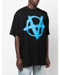 T-shirt girocollo stampata nera di Vetements