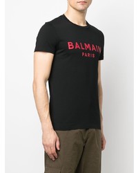 T-shirt girocollo stampata nera di Balmain