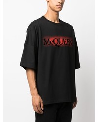 T-shirt girocollo stampata nera di Alexander McQueen