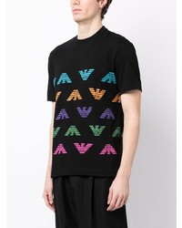 T-shirt girocollo stampata nera di Emporio Armani