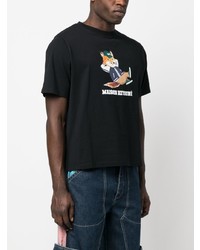 T-shirt girocollo stampata nera di MAISON KITSUNÉ