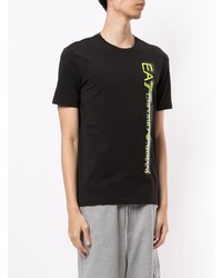 T-shirt girocollo stampata nera di Ea7 Emporio Armani