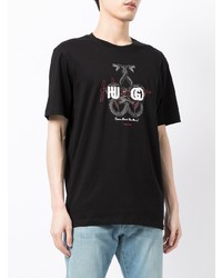 T-shirt girocollo stampata nera di Hugo
