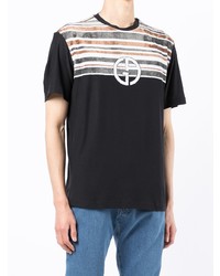 T-shirt girocollo stampata nera di Giorgio Armani