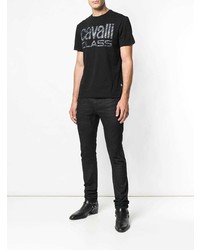 T-shirt girocollo stampata nera di Cavalli Class