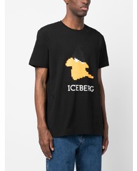T-shirt girocollo stampata nera di Iceberg