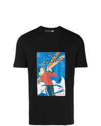 T-shirt girocollo stampata nera di Love Moschino