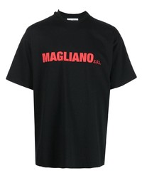 T-shirt girocollo stampata nera di Magliano