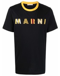 T-shirt girocollo stampata nera di Marni