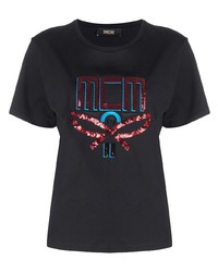 T-shirt girocollo stampata nera di MCM