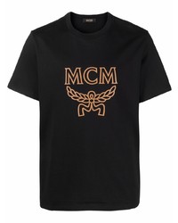 T-shirt girocollo stampata nera di MCM