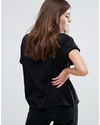 T-shirt girocollo stampata nera di Pull&Bear