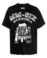 T-shirt girocollo stampata nera di MM6 MAISON MARGIELA