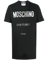 T-shirt girocollo stampata nera di Moschino
