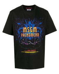 T-shirt girocollo stampata nera di MSGM