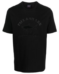 T-shirt girocollo stampata nera di Paul & Shark