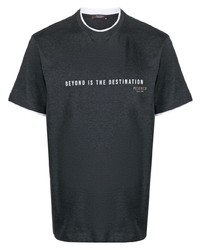 T-shirt girocollo stampata nera di Peserico