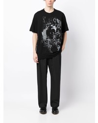 T-shirt girocollo stampata nera di Yohji Yamamoto