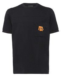 T-shirt girocollo stampata nera di Prada