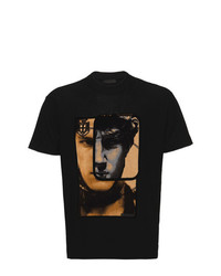 T-shirt girocollo stampata nera di Prada
