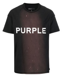 T-shirt girocollo stampata nera di purple brand