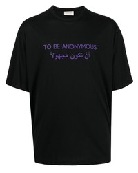 T-shirt girocollo stampata nera di Qasimi